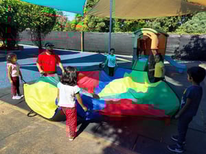 children playing outdoors at our preschool location